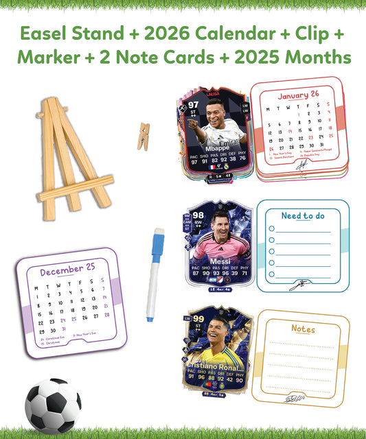 2026 Football Desk Calendar | Famous footballers, Wooden Easel & Erasable Marker