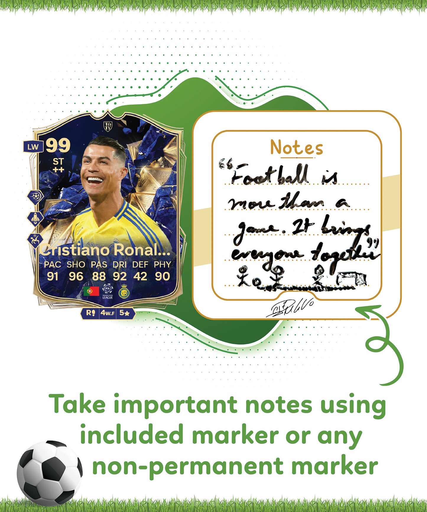 2026 Football Desk Calendar | Famous footballers, Wooden Easel & Erasable Marker