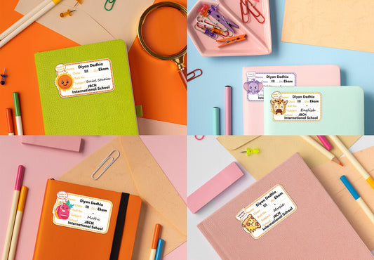 Personalized School Name Labels | Waterproof Designs (18 Pcs, Marker Included)