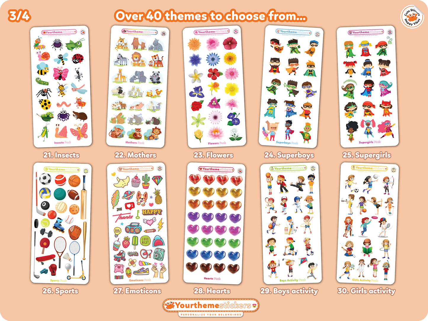 Kids Sticker Pack | Choose 38 Themes, 800+ Stickers