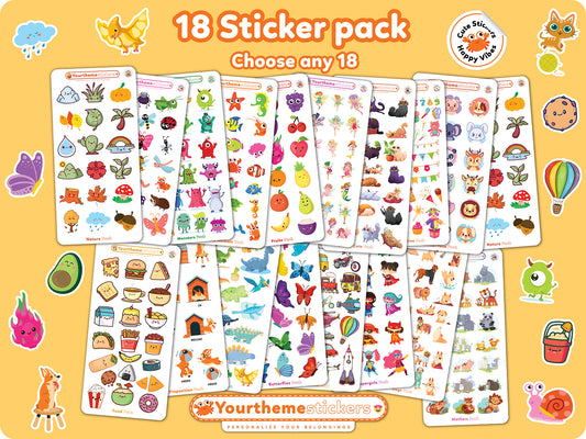 Kids Sticker Pack | Choose 18 Themes, 350+ Stickers