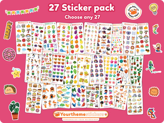 Kids Sticker Pack | Choose 27 Themes, 550+ Stickers