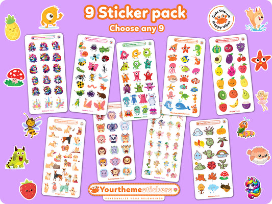 Kids Sticker Pack | Choose 9 Themes, 180+ Stickers